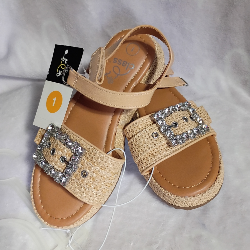 Art Class Tan Sandals with Bling Silver Buckles